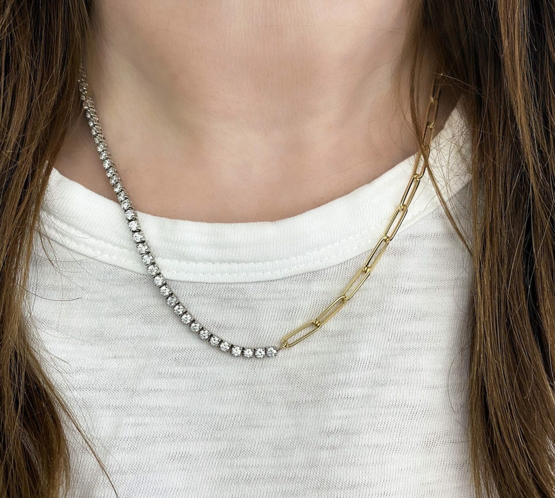 18k White Gold 1.95ctw Diamond Half Tennis Necklace – Raymond Lee Jewelers