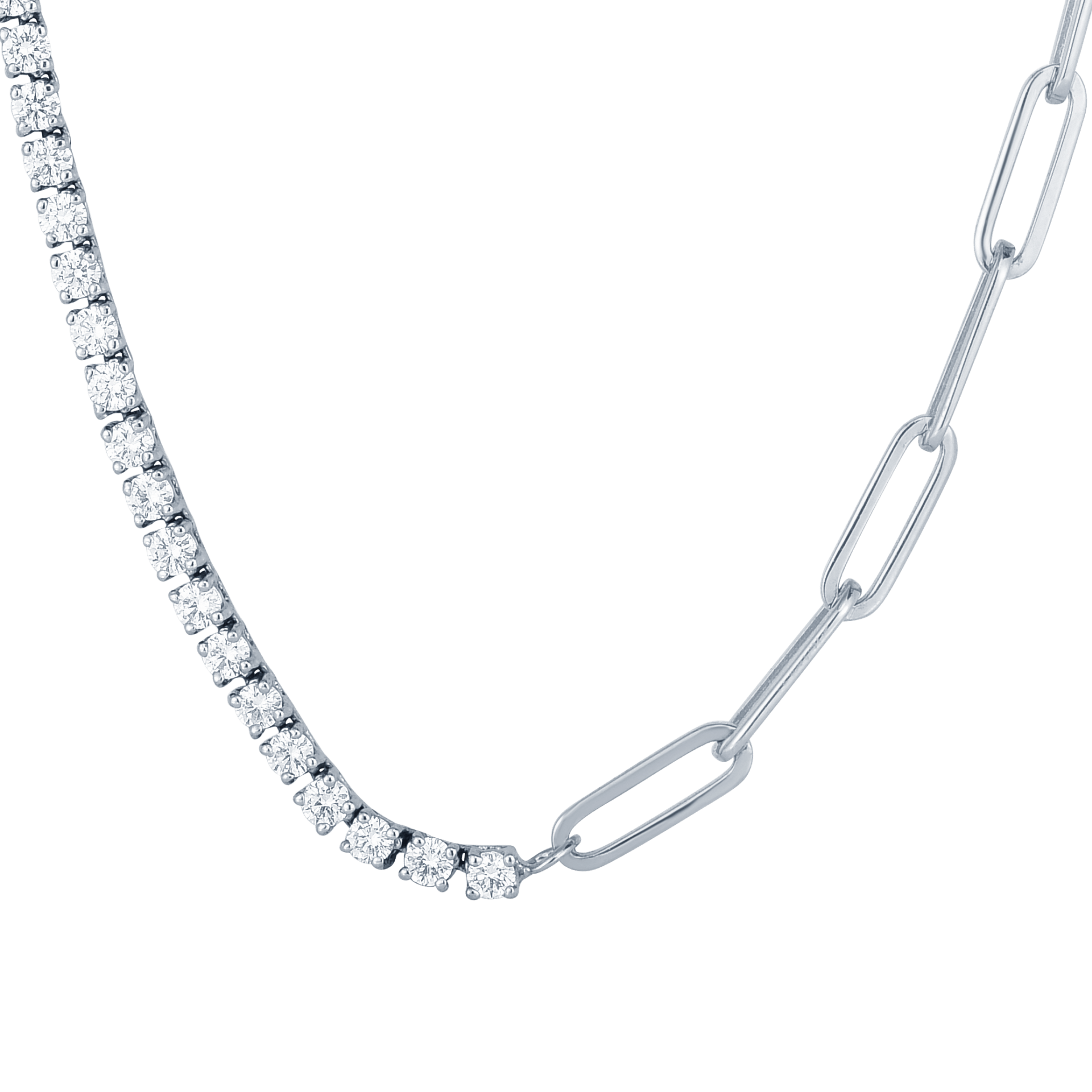 14K Yellow Gold Paper Clip Diamond Necklace – Cabochon Fine Jewelry