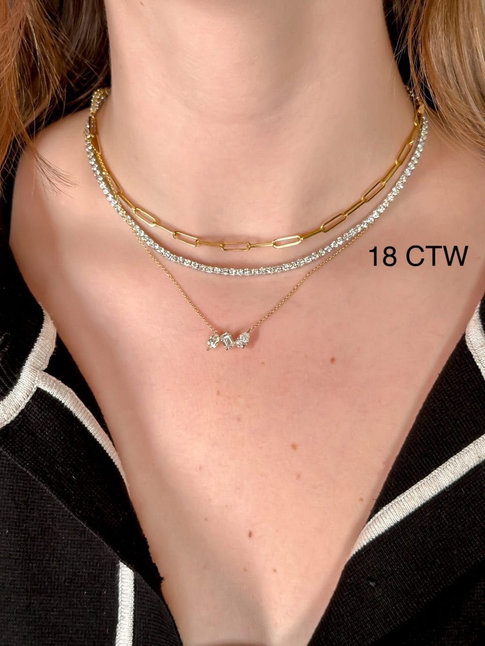 18 CTW Tennis Necklace Layered
