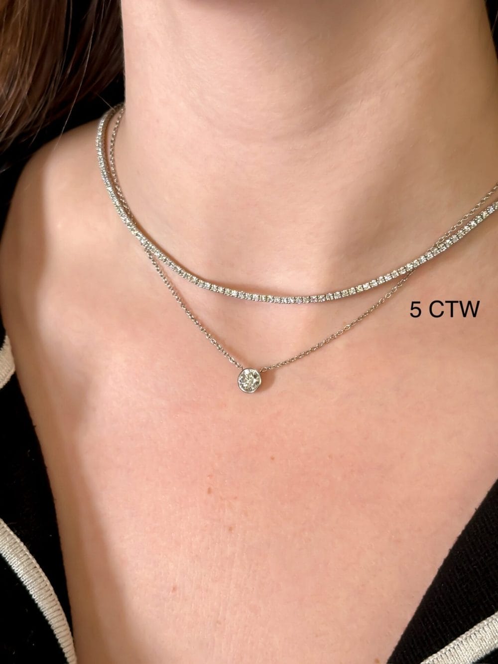 5 CTW Tennis necklace layered Verstolo